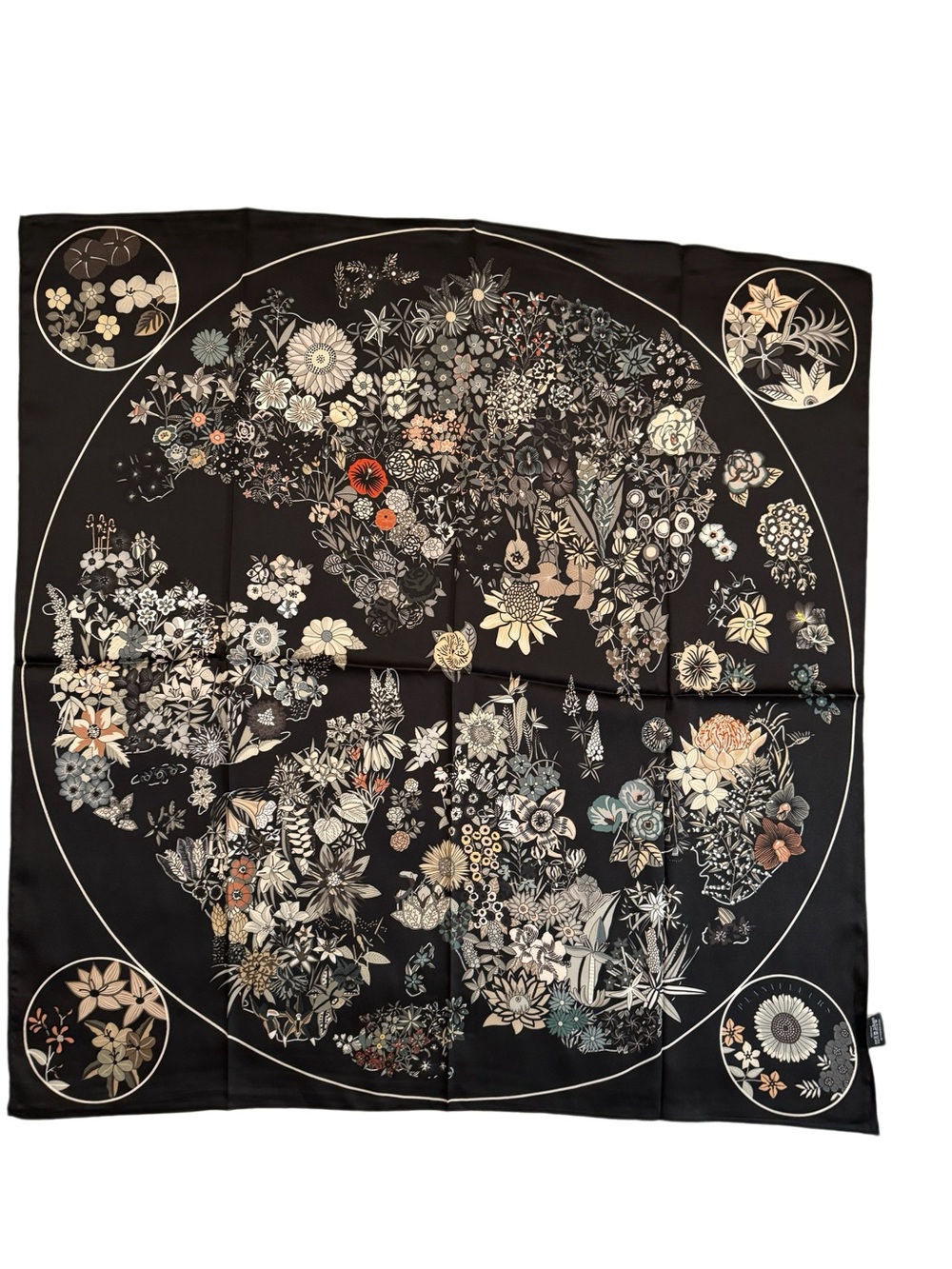 Designer-style 90cm Silk Floral Scarf